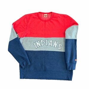Homage Cleveland Indians Color Block, Crewneck Sweatshirt - 2XL - Made In USA